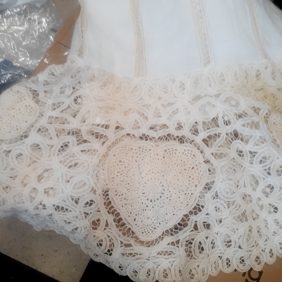 COPY💃BOHO WEDDING NWT Sue Wong White Lace Strappy Dress Crochet HEART Applique - Picture 17 of 17